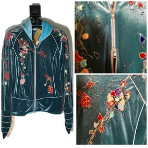 Mia Shvili green velour tracksuit jacket sz L